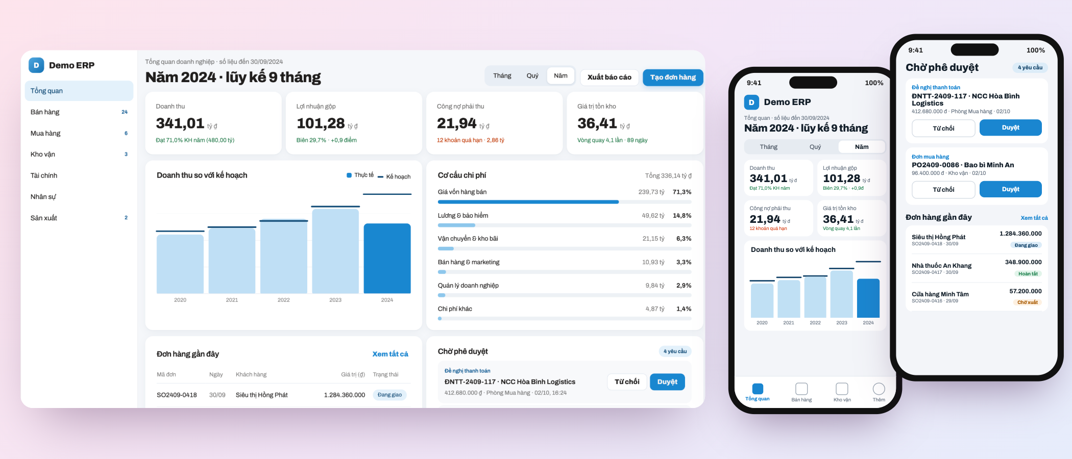 ERP on desktop and mobile by Yotech
